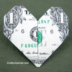 Dollar Heart Origami, Origami Dollar Bill, Fold Dollar Bill, Paper Hearts Origami, Money Folding, Origami Dollar, Sales Ideas, Money Art, Dollar Origami