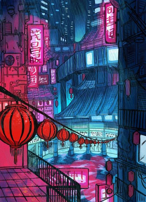 City Scenery Art, Lofi City Aesthetic, Cyberpunk Cityscape Art, Cyberpunk City Illustration, Cyberpunk Painting Acrylic, Cyberpunk City Drawing, Cyberpunk Aesthetic Art, Japanese City Pop Aesthetic, Cyberpunk City Background