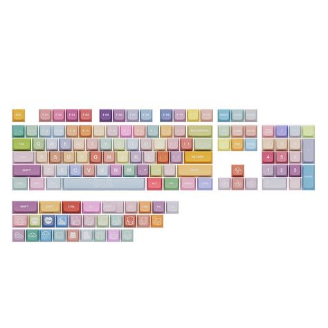 Aesthetic Keyboards, Kawaii Bottle, Rainbow Keyboard, Keyboard Caps, Diy Mechanical Keyboard, Cartoon Rainbow, Diy Dye, Minimalist Color, Soft Candy