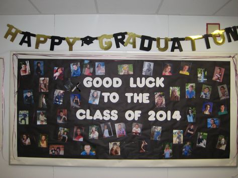 Annual Senior Class Photo Board - Senior Graduation Board  #librarybulletinboard Senior Class Decoration Ideas, Senior Class Board Ideas, Pictures In Library, Farewell Ideas For Seniors, Senior Bulletin Board Ideas, Graduation Bulletin Board Ideas, Class Officers, Graduation Bulletin Board, Seniors 2025