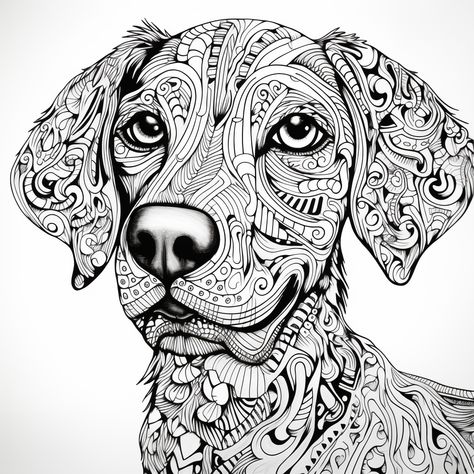 Dog Mandala Art, Dog Mandala, Abstract Animal Art, Color Images, Dog Images, Mandala Coloring Pages, Mandala Drawing, Mandala Coloring, Abstract Animals