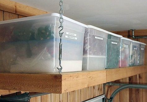 DIY Garage Shelves - Ceiling Attic Storage Shelves, Diy Overhead Garage Storage, Unique Garage Doors, Garage Organization Shelves, Walk In Shower Ideas, Diy Garage Storage Cabinets, Garage Storage Ideas, Garage Door Types, Bathroom Elegant