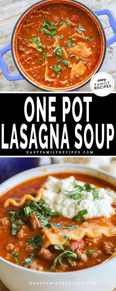 One Pot Lasagna Soup, Soup Lasagna, Lasagne Soup, One Pot Lasagna, Easy Lasagna Soup, Lasagna Soup Recipe, Pot Lasagna, Diy Easy Recipes, Vegetarian Soup Recipes