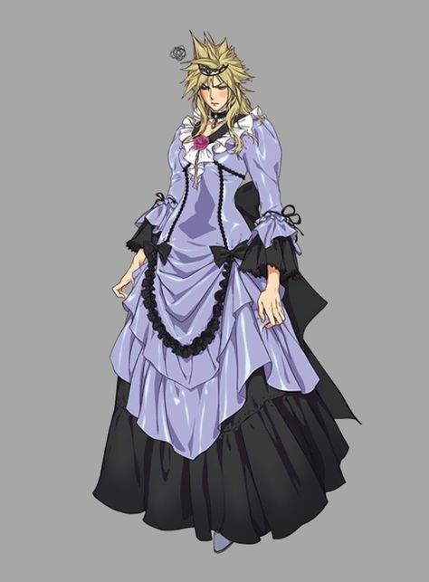 Cloud's Purple Dress Concept Art - Final Fantasy VII Remake Art Gallery Cloud Strife Dress Fanart, Dress Concept Art, Final Fantasy Funny, Final Fantasy Vii Cloud, Final Fantasy Cloud, Color Clothes, Final Fantasy Xii, Gaming Art, Final Fantasy Vii Remake