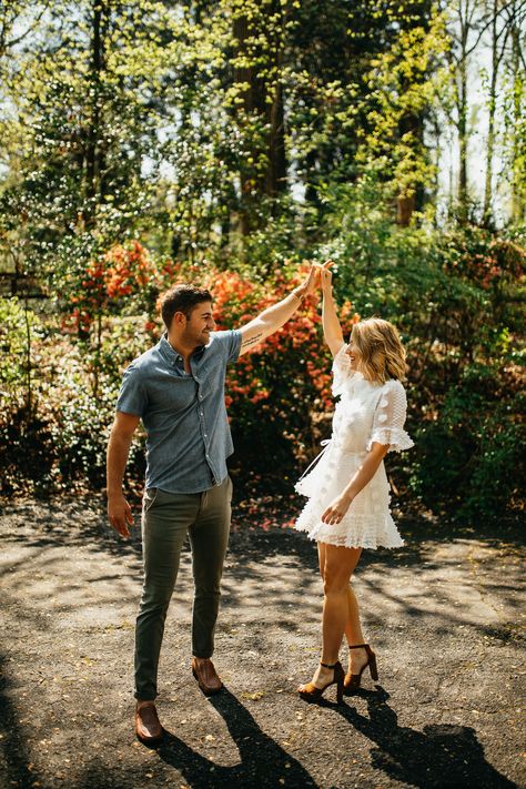 Dancing Through Your Engagement Session Engagement Shoots Poses, Engagement Picture Outfits, Engagement Photography Poses, Cute Engagement Photos, Couple Engagement Pictures, Spring Engagement Photos, Engagement Pictures Poses, Engagement Session Outfits, Engagement Photos Fall