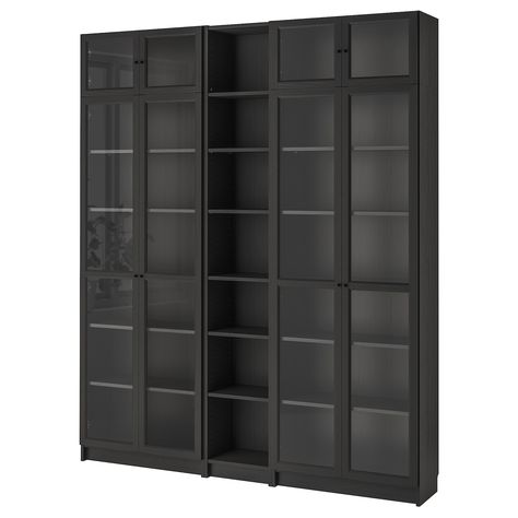 BILLY / OXBERG Bookcase, black-brown, 783/4x113/4x931/4" BILLY is the choice of booklovers since 1979 that never goes out of style. Display your favourite items behind the glass doors or keep them close at hand in the open section. Adjustable shelves, so you can customize your storage as needed. Billy Oxberg Bookcase, Oxberg Bookcase, Hemnes Bookcase, Billy Oxberg, Billy Ikea, Bookcase With Glass Doors, Ikea Billy, Behind The Glass, Billy Bookcase