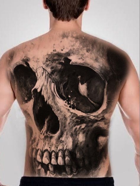 Skull Back Piece Tattoo, Full Back Skull Tattoo, Skull Back Tattoo, Bushido Tattoo, Celtic Tattoos For Men, Tattoo Espalda, Painless Tattoo, Backpiece Tattoo, Half Sleeve Tattoos Drawings