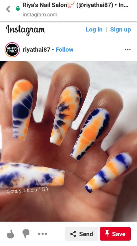 Tie Dye Nail Art, Matte Acrylic Nails, Nail Design Glitter, Tie Dye Nails, Colorful Nails, Cute Acrylic Nail Designs, Acrylic Nails Coffin, Coffin Nails Designs, Fire Nails