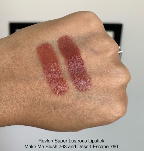 Revlon Desert Escape Lipstick, Revlon Lustrous Lipstick Swatch, Revlon Lipstick Swatches, Steps Makeup, Revlon Blush, Make Me Blush, Revlon Lipstick, Revlon Super Lustrous Lipstick, Blush Lipstick