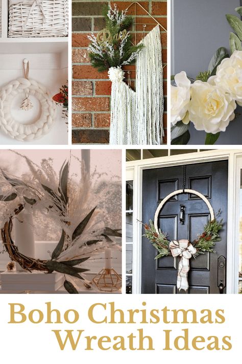 Adding a Christmas or Winter wreath to your front door is a quick and easy way to make your home feel more festive for the holidays! Make one of these Boho wreaths this season or buy one to get the look quickly. Boho Christmas Wreath, Boho Wreaths, Boho Christmas Decor, Boho Wreath, Winter Wreaths, Boho Christmas, Winter Wreath, Christmas Wreath, Get The Look