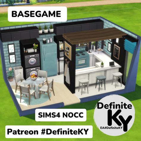 My works are 100% BASEGAME/ NOCC/ Mod-Free/ Functional in gameplay. ***Download from Patreon or EA gallery #DefiniteKY Sims 4 Houses Basegame, Sims 4 Kitchen Ideas Base Game, Base Game Sims 4 Kitchen, Ts4 Base Game House, Sims 4 Base Game Room Ideas, Basegame House Sims 4, Sims Basegame Kitchen, Sims 4 Basegame Kitchen No Cc, Sims 4 Houses Download Base Game