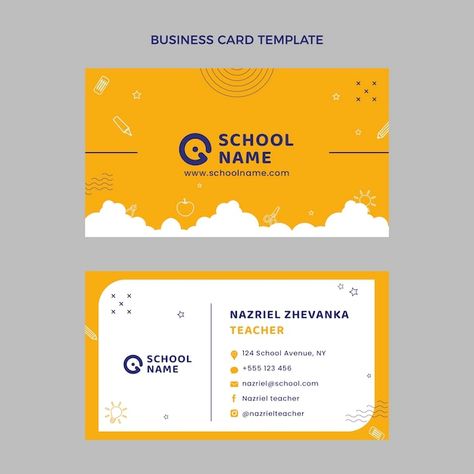 Visiting Card Design, School Banner, Language School, Education Design, International School, Oliver Bonas, Visiting Cards, Business Card Template, Name Cards