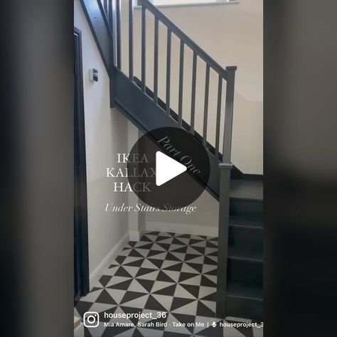 Understairs Storage IKEA Kallax Hack Part One! More details on my IG h... | TikTok Ikea Hack Under Stairs, Ikea Understairs Storage Hack, Under Stairs Ikea Hack, Ikea Stairs Hack, How To Decorate Under Stairs, Ikea Understairs Storage, Understair Cupboard Ideas, Kallax Under Stairs, Under Stairs Storage Diy