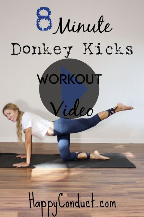 Donkey Kicks Workout, Glutes No Equipment, 8 Minute Workout, 2023 Workout, Hiit Cardio Workouts, Toned Tummy, Donkey Kicks, Hiit Cardio, Thigh Exercises