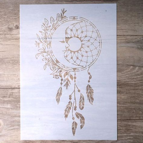 Pochoir Dreamcatcher A2 A3 A4 pochoirs art mur pour | Etsy Mandala Feather, Feather Stencil, Wall Stencils Diy, Stencil Wall Art, Mandala Elephant, Floral Stencil, Mandala Stencils, Stencil Pattern, Fabric Wall Art