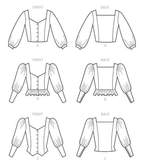 Puff Sleeve Top Pattern, Flat Sketches, Fashion Design Sketchbook, Fashion Illustration Sketches, Mccalls Sewing Patterns, Top Sewing Pattern, Mccalls Patterns, Fashion Design Sketches, Sleeves Top