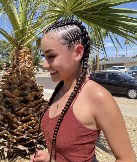 3 Braids Hairstyle, Braids On White Women, Hairstyle Inspo Braids, Braids For White Women, Mexico Braids, Vacay Mood, Hair Braid Patterns, Maroon Hair, Hair Locs