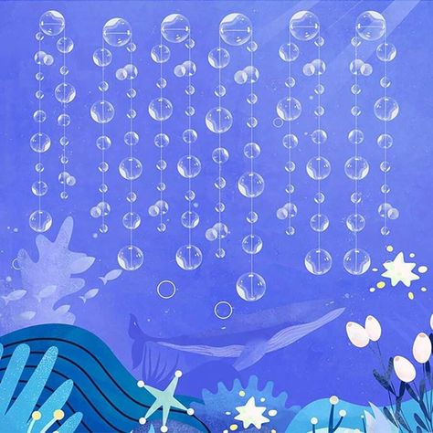 Under The Sea Bubble Garlands For  Party Decorations Transparent Floating Hanging Bubbles Streamer Pool Ocean Theme Party Wedding Baby Shower Decor White Hanging Bubbles, Ocean Theme Party, Baby Shower Decor, White P, Ocean Theme, Ocean Themes, Shower Decor, Theme Party, Under The Sea