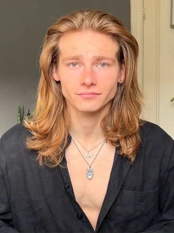 Aesthetic Long Hair, Guide Aesthetic, Shoulder Length Waves, Fine Hair Men, Long Hairstyles For Men, Mens Hair Colour, Diamond Face, Blonde Guys, Hairstyles For Men