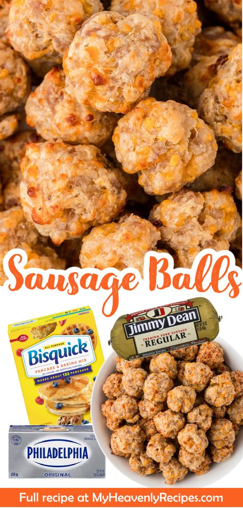 Bisquick Sausage Balls Recipe- easy appetizer to make for christmas or thanksgiving! Cream cheese sausage balls are a hit! Super bowl party appetizers too. Potluck crowd pleaser! Ground pork sausage, etc. easy appetizer to make in oven. Vegan Sausage Balls Bisquick, Sausage Balls With Cream Cheese Bisquick, Pioneer Woman Sausage Balls, Fall Food Ideas For Parties Appetizers, Bus Quick Sausage Balls, Make Ahead Sausage Balls, Sausage Appetizers For Party, Cheddar Bay Sausage Balls, Sausage Balls With Cream Cheese