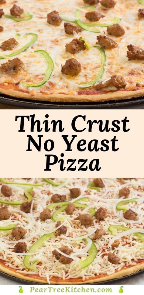 Pizza Crust Without Yeast, No Yeast Pizza Dough Recipe, Yeast Pizza Dough Recipe, Dough Recipe Easy, Yeast Pizza Dough, Pizza Crust Recipe Easy, Quick Pizza Dough, No Yeast Pizza Dough, Crispy Pizza Crust