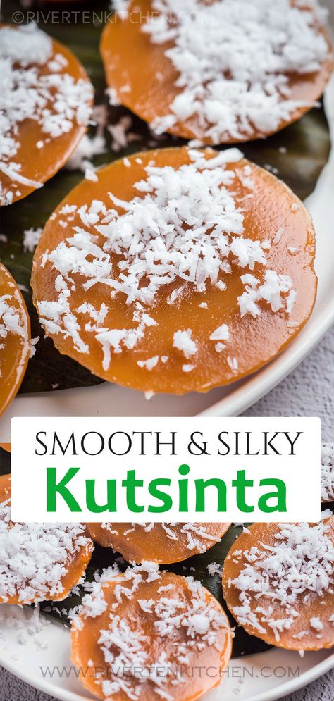 Kutsinta Recipe Filipino Desserts, Filipino Recipes Dessert, Sweet Rice Recipe Filipino, Filipino Sticky Rice Dessert, Easy Filipino Desserts, Kutsinta Recipe, Dessert Fancy, Filipino Merienda, Easy Bibingka Recipe