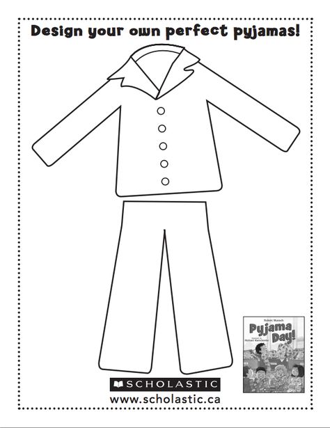 Pajama Coloring Page - Coloring Pages for Kids and for Adults Pajama Coloring Page, Pajama Party Kids, Pajama Day At School, Llama Llama Red Pajama, Robert Munsch, Pj Day, Pyjamas Party, Pijama Party, Pj Party