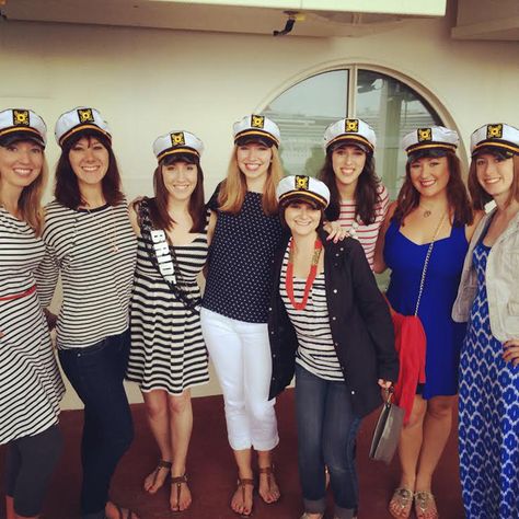 Love Boat Theme Party Outfit, Love Boat Theme Party, Yacht Rock Party Outfits, Rock Party Outfit, Boat Party Theme, Yacht Outfit, Yacht Rock, Bachelorette Cruise, Sisters Wedding