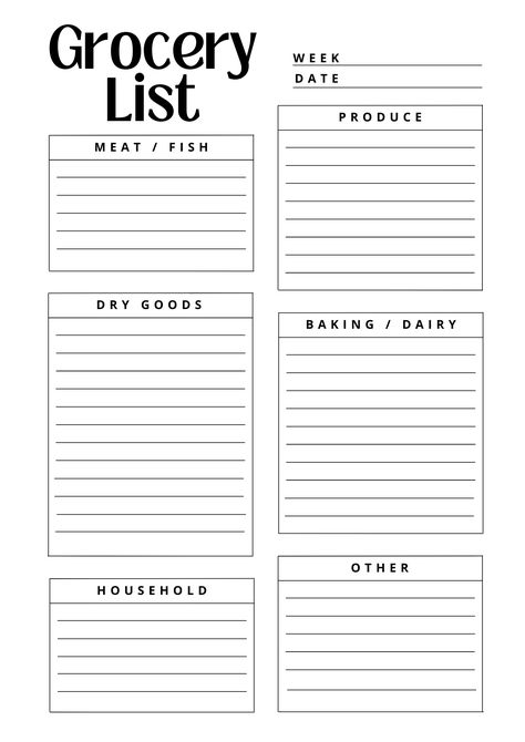 Grocery List Template Aesthetic, Printable Grocery List, Food Shopping List, Grocery List Template, Organization Lists, Life Planning, Grocery List Printable, Shopping List Grocery, Notes Planner