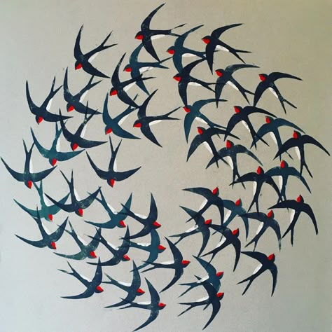 Swallows On A Wire, Barn Swallow Drawing, Swallow Painting, Swallows Tattoo, Swallow Art, Birds On Tree, Sparrow Art, Swan Art, Lino Art