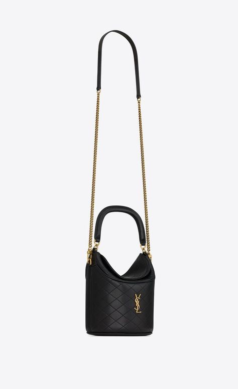 GABY bucket bag in lambskin | Saint Laurent | YSL.com Small Leather Goods, Leather Top, Chain Strap, Mini Bag, Amazing Women, Bucket Bag, Shoes Mens, Saint Laurent, Men's Shoes