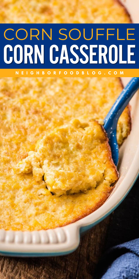 Here's a delicious and easy to make side dish recipe for Thanksgiving! This Corn Souffle recipe is a fluffy and subtly sweet corn custard which is also gluten free and perfect for vegetarians. Make this recipe now and taste the creaminess of this corn pudding! Gluten Free Corn Recipes, Gluten Free Corn Pudding Casserole, Sweet Corn Souffle, Corn Souffle Crockpot, Corn Pudding Souffle, Thanksgiving Corn Souffle, Easy Corn Souffle Recipe, Cream Corn Souffle, Best Corn Souffle Recipe