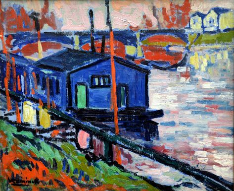 Maurice de Vlaminck - La Seine et Le Pecq, 1906 at Kunsthaus Zürich - Zurich Switzerland Art Fauvisme, Maurice De Vlaminck, Fauvism Art, Andre Derain, André Derain, Raoul Dufy, La Seine, Fauvism, Zurich Switzerland