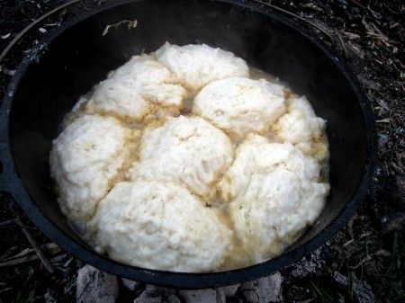 Camping and Dutch Oven Chicken and Dumplings (Using Campfire and Stove) | The Dabble Dutch Oven Chicken And Dumplings, Oven Chicken And Dumplings, Camp Oven, Dutch Oven Chicken, Dutch Oven Camping, Dutch Oven Cooking, Dutch Oven Recipes, Oven Chicken, Cast Iron Dutch Oven