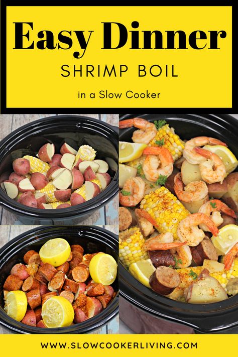 Crockpot Shrimp Boil, Crockpot Fish Recipes, Seafood Boil Recipes, Boiled Food, Shrimp Boil, Slow Cooker Dinner, Seafood Boil, Crockpot Dishes, Seafood Dinner