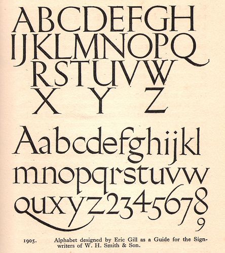 Eric Gill - typeface or alphabet designed for W H Smith & Sons shops, c1925 by mikeyashworth, via Flickr Eric Gill, Gill Sans, Sign Writer, Design Alphabet, David Carson, Herb Lubalin, Online Logo Design, Typeface Font, Alphabet Design