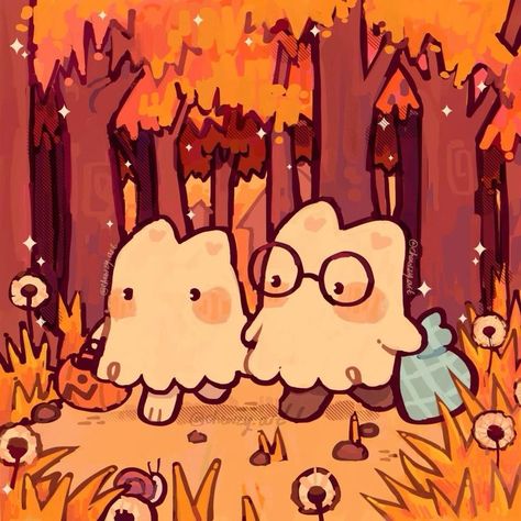 Matching Profile Pictures Halloween, Matching Autumn Pfp, Matching Fall Pfp, Fall Matching Pfp, Cute Fall Art, Couple Draw, Aesthetic Perspective, Art Pfps, Merch Stickers