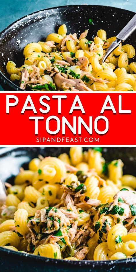 Tuna pasta (pasta al tonno) is an amazing Italian dish that’s both healthy and delicious!  This easy recipe can be completed in under 30 minutes, making it the perfect weeknight meal! #pastaaltonno #tunapasta #seafood #pastaideas #italianrecipes Italian Tuna Recipes, Pasta With Tuna, Italian Seafood, Italian Seafood Recipes, Recipes Authentic, Healthy Food Menu, Tuna Pasta, Pasta Ingredients, Whole Wheat Pasta