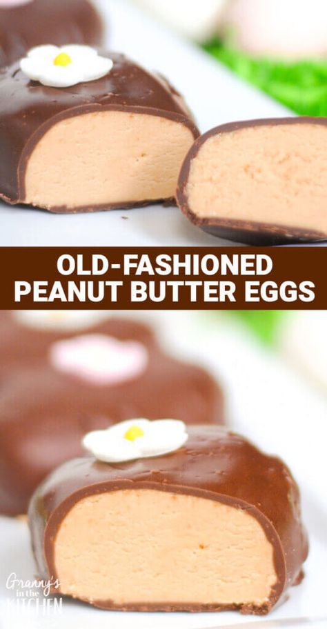 Old-Fashioned Peanut Butter Eggs Peanut Butter Candy Old Fashioned, Peanut Eggs, Homemade Peanut Butter Eggs, Peanut Butter Eggs Recipe, Chocolate Easter Eggs, Peanut Butter Eggs, Peanut Butter Candy, Homemade Candy, Amazing Desserts