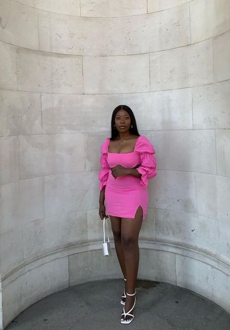 Pink Dinner Dress, Pink Puff Sleeve Dress For Date Night, Pink Birthday Outfits Black Women Plus Size, Pink Birthday Dresses Plus Size, Pink Birthday Dinner Dress Black Women, Chic Pink Off-shoulder Dress For Date Night, Dinner Night Outfit Classy, Girl Boss Outfit, Fancy Short Dresses