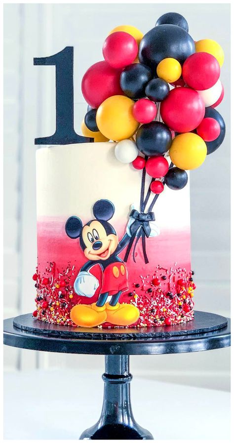 First Birthday Themes For Boys, Birthday Cake Mickey Mouse, Baby Mickey Cake, Mickey Mouse Ideas, First Birthday Theme Boy, One Year Birthday Cake, Cake Mickey Mouse, Mickey Birthday Cakes, Second Birthday Cakes