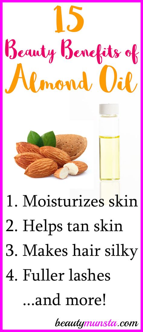 Take a look at the many beauty benefits of sweet almond oil for a prettier you, naturally! Sweet almond oil is one of the most popular oils in skin and hair care! It’s derived from the dried kernels called almonds, of the almond tree. In India, the Middle East and the Mediterranean, sweet almond oil … Sweet Almond Oil For Face, Sweet Almond Oil Benefits Hair, Sweet Almond Oil Uses Skin Care, Sweet Almond Oil Uses, Almond Oil Benefits For Skin, Sweet Almond Oil Benefits, Benefits Of Almond Oil, Almond Oil For Skin, Hoodoo Herbs