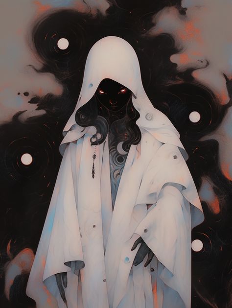 Ghosts Concept Art, Dnd Ghost Art, Ghost Woman Art, Ethereal Character Design, Cloaked Figure Art, Hooded Figure Art, Ghost Character Art, Ghost Oc Art, Ghost Character Design