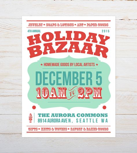 holiday bazaar poster design by Heth Design Bazaar Poster Design, Bazaar Poster, Market Poster, Bazaar Ideas, Chili Cook Off, Savoury Baking, Church Events, Cook Off, Holiday Market