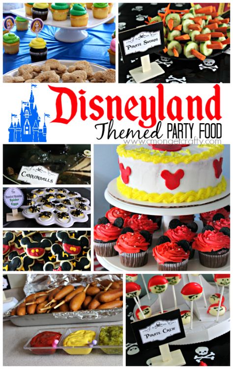 Throw a party inspired by the Happiest Place on Earth with these Disneyland Food Ideas! Themed Party Food Ideas, Disney Party Foods, Disney World Birthday, Disney Themed Food, Disneyland Birthday, Disney Birthday Party, Disneyland Food, Disney Theme Party, Disney Baby Shower