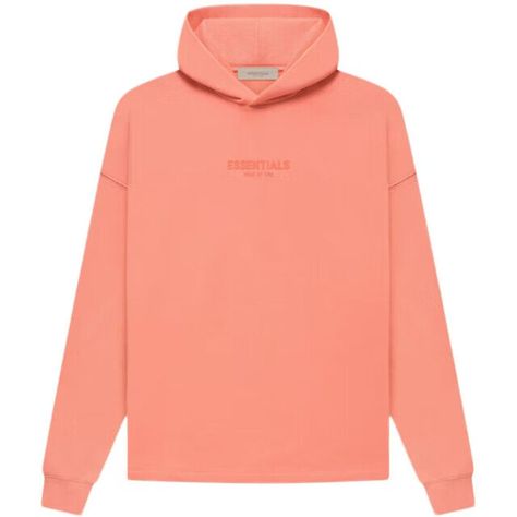 Coral Essentials Hoodie, Essentials Relaxed Hoodie, Oversized Hoodie Men, Essentials Hoodie, Minimal Branding, Fear Of God Essentials, Cute Hoodie, Fear Of God, Peach Color