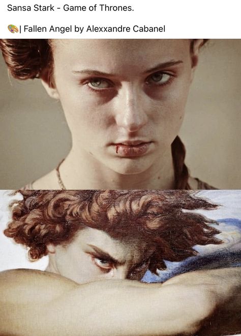 Sansa Stark Drawing, Sansa Stark Poster, House Stark Aesthetic, Targaryen Drawing, Game Of Thrones Icons, Fallen Angel By Alexandre Cabanel, Game Of Thrones Sansa Stark, Stark Aesthetic, Alexandre Cabanel