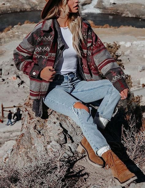 Aztec Jacket, Ribbed Mini Dress, The Cabin, Knit Crop Top, High Rise Denim, Knit Crop, White Crop Top, Western Fashion, Button Downs