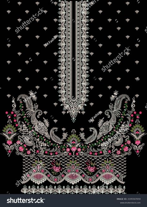 Beautiful Modern Embroidery Neckline Paisley Style Stock Illustration 2195507059 | Shutterstock Shirt Layout, Embroidery Neckline, Neckline Embroidery, Flower Pattern Drawing, Paisley Fashion, Borders Design, Border Embroidery, Suits Design, Digital Borders Design