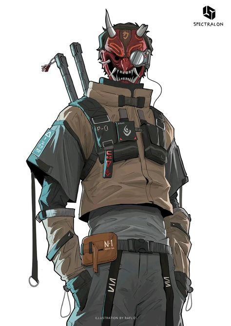 Cyberpunk Street Samurai Male, Cyberpunk Bounty Hunter Character Design, Cyberpunk Japanese Character Design, Urban Ninja Concept Art, Swat Concept Art, Cyberpunk Nomad Character Art, Lancer Rpg Character Design, Modern Ninja Concept Art, Trickster Character Design